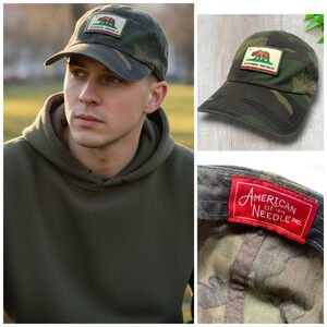 American Needle California Republic Dad Hat Strapback Cap Camo Camouflage OSFM
